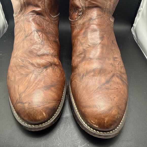 Justin 3163 Men’s Cowboy Boots 10.5 D Brown Deer skin Leather Round Toe USA Made main image 5